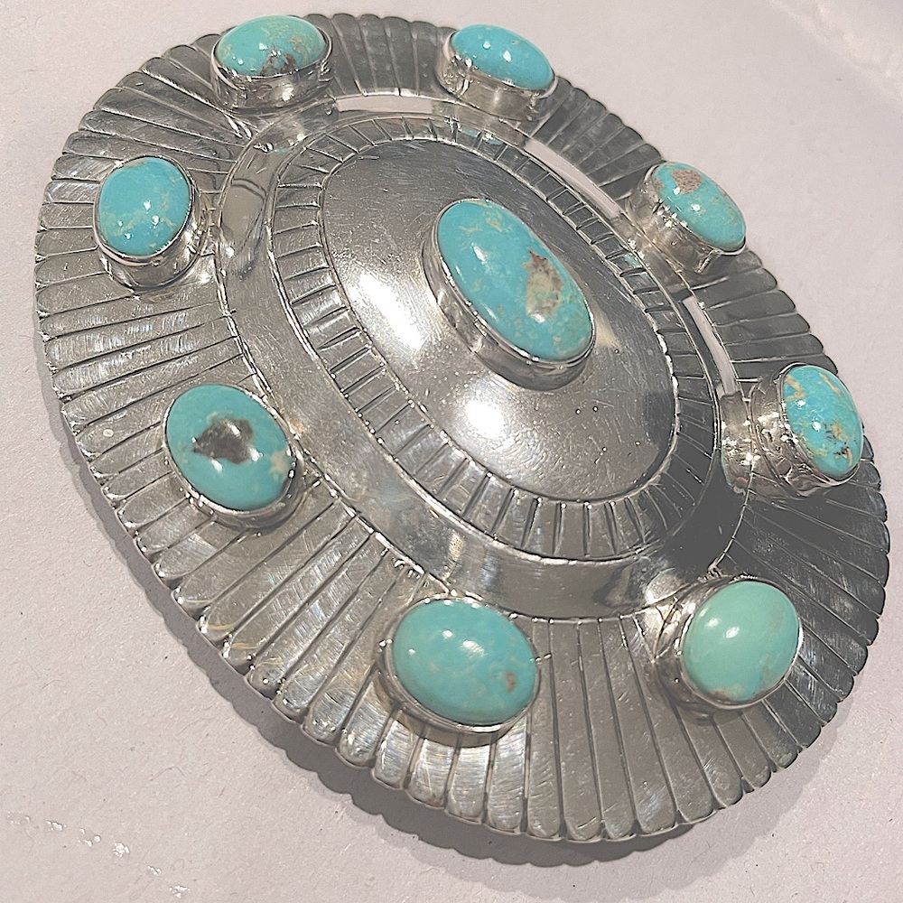 Silver and Turquoise Belt Buckle